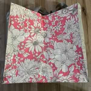 T.J.Maxx Reusable Shopping Tote Bag Pink, White, Gray Flower